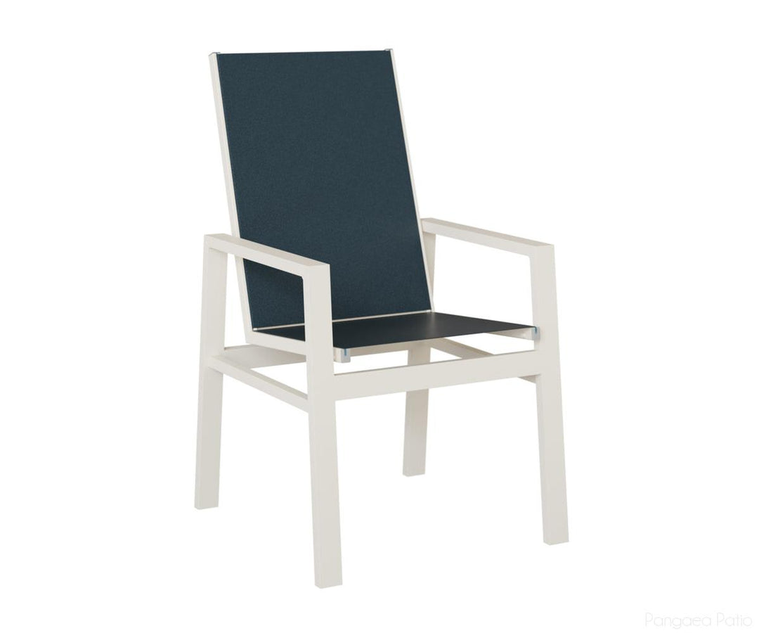 BGVDHSMW-Berlin Gardens-Vida High Back Sling Dining Chair-White Aluminum BG-Pangaea Patio
