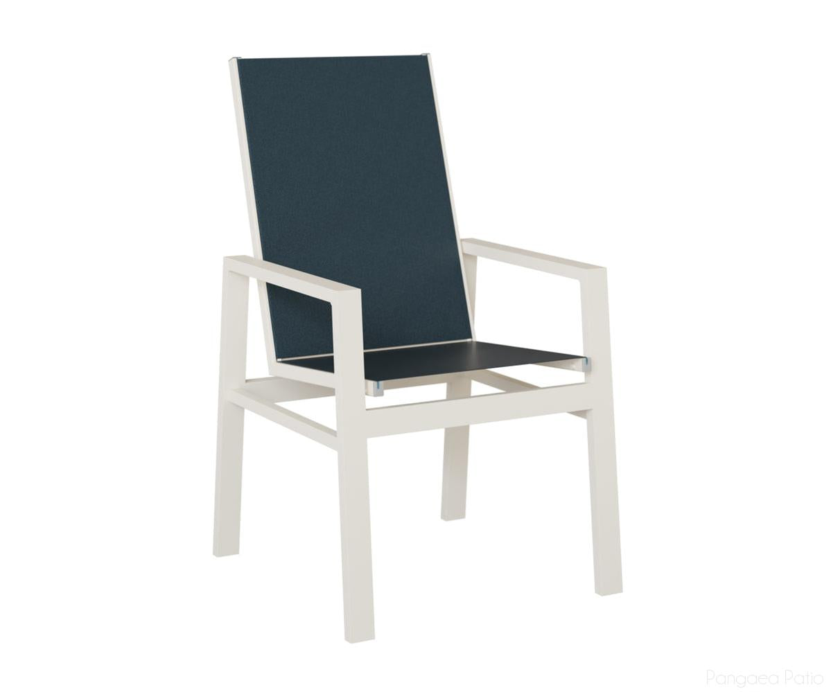 BGVDHSMW-Berlin Gardens-Vida High Back Sling Dining Chair-White Aluminum BG-Pangaea Patio