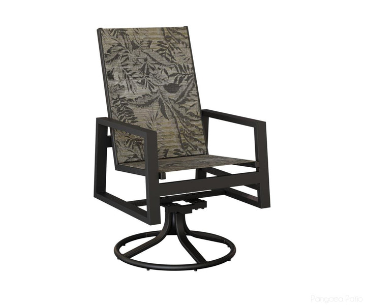 BGVSRDHSMB-Berlin Gardens-Vida High Back Sling Swivel Rocker Dining Chair-Black Aluminum BG-Pangaea Patio