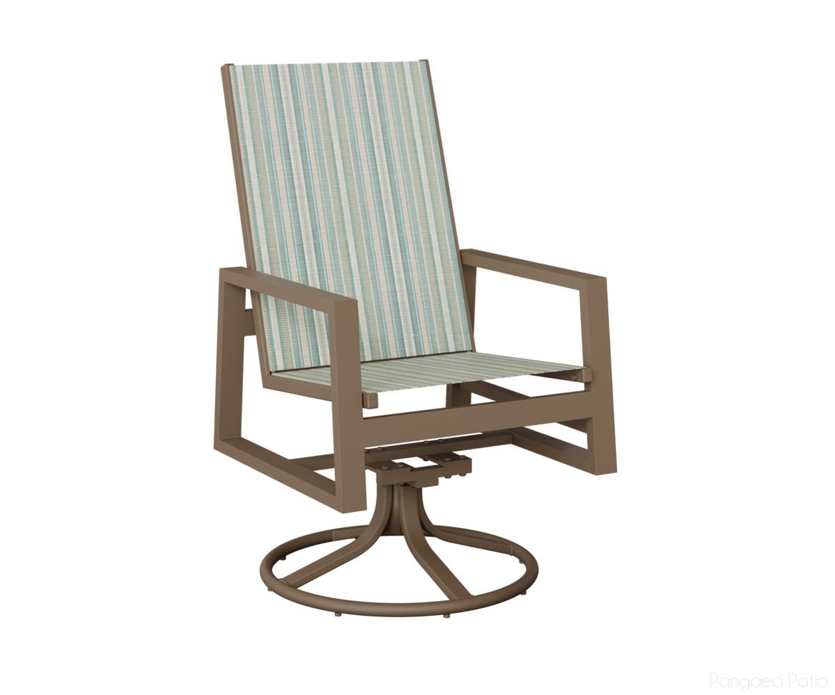 BGVSRDHSCL-Berlin Gardens-Vida High Back Sling Swivel Rocker Dining Chair-Clay Aluminum BG-Pangaea Patio