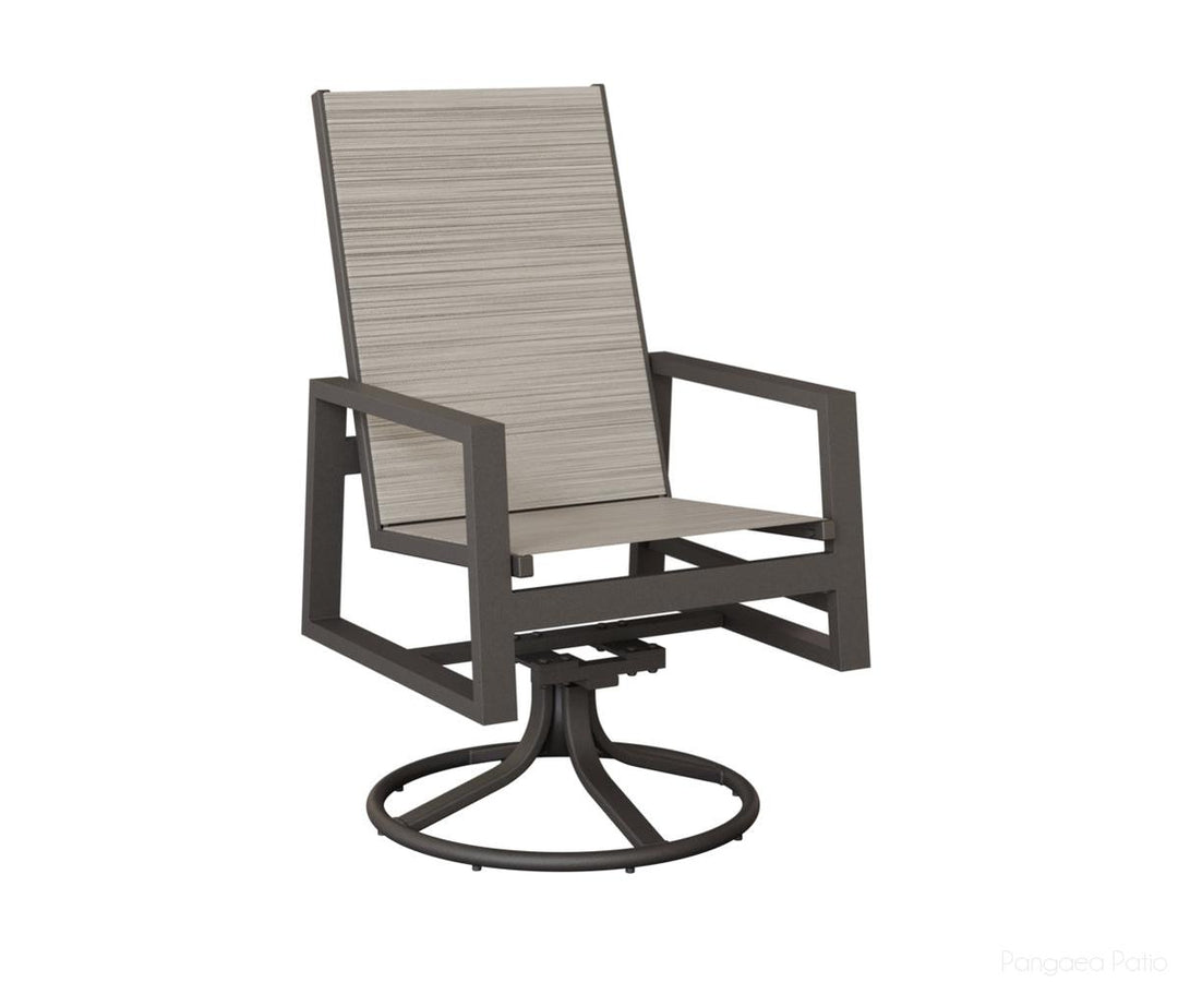 BGVSRDHSGT-Berlin Gardens-Vida High Back Sling Swivel Rocker Dining Chair-Granite Speckle Aluminum BG-Pangaea Patio