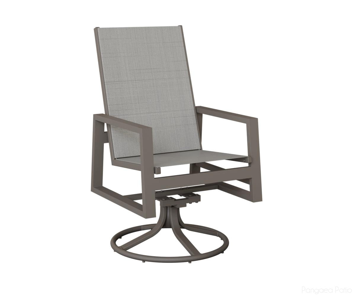 BGVSRDHSGR-Berlin Gardens-Vida High Back Sling Swivel Rocker Dining Chair-Graphite Aluminum BG-Pangaea Patio