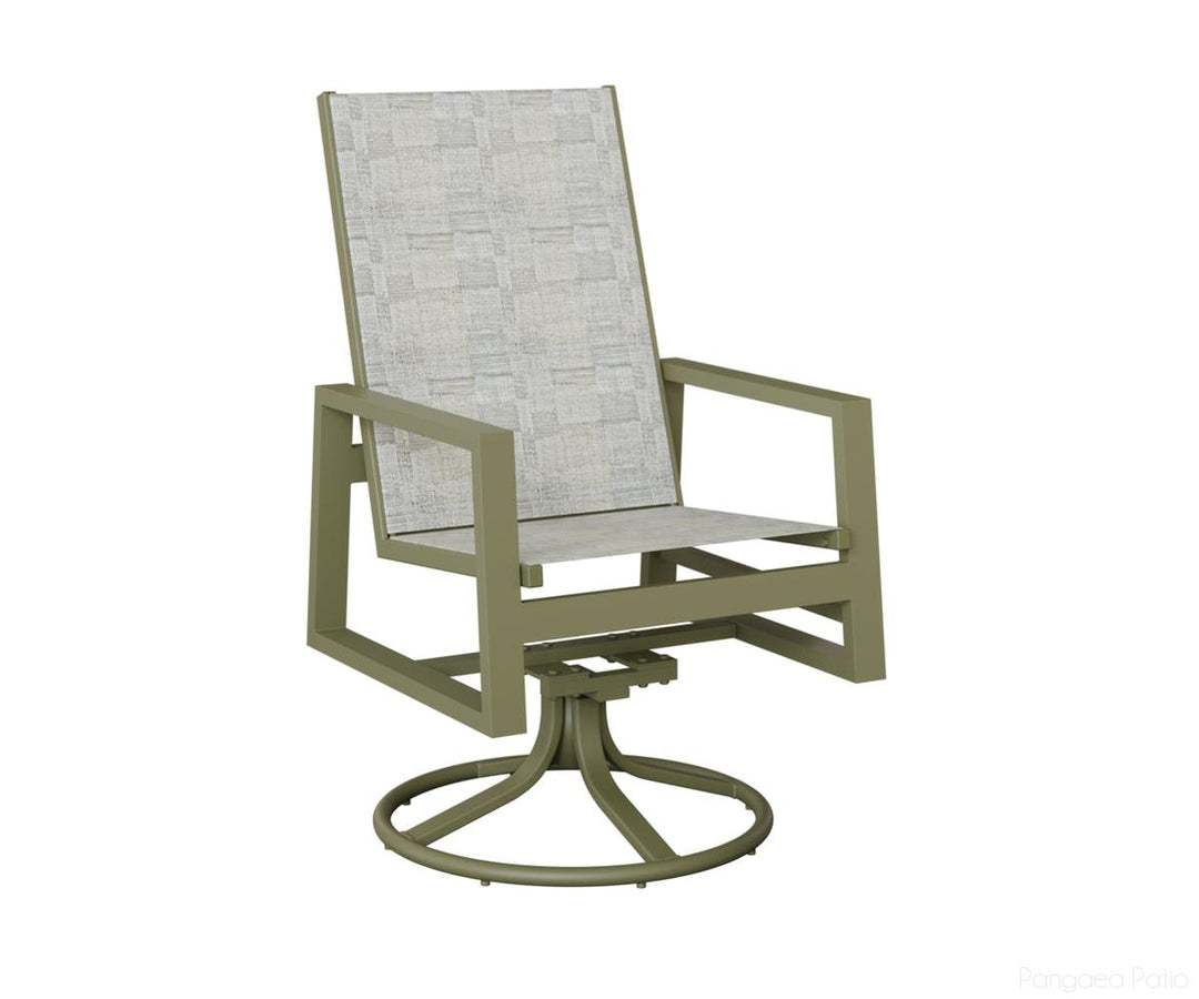 BGVSRDHSGS-Berlin Gardens-Vida High Back Sling Swivel Rocker Dining Chair-Green Sage Aluminum BG-Pangaea Patio