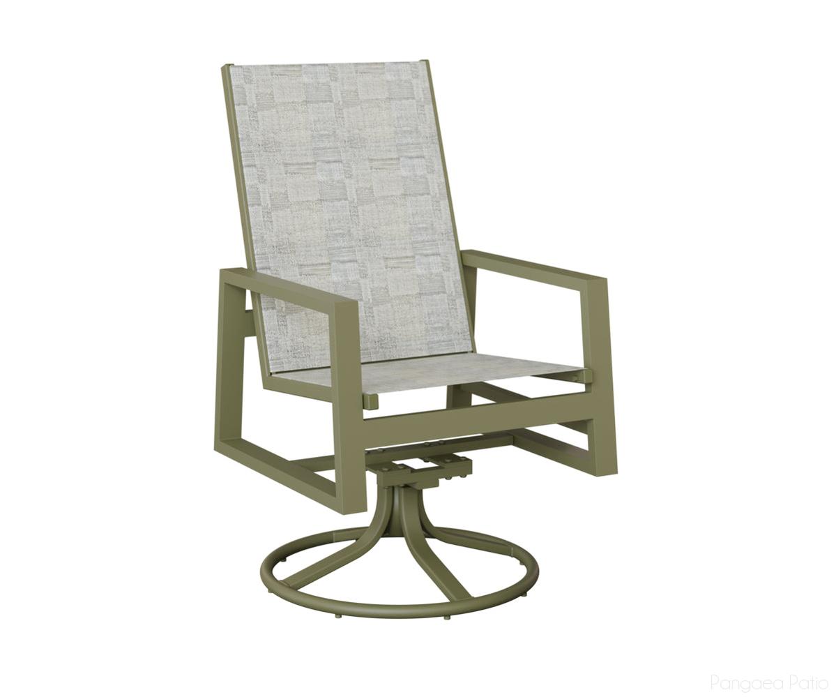 BGVSRDHSGS-Berlin Gardens-Vida High Back Sling Swivel Rocker Dining Chair-Green Sage Aluminum BG-Pangaea Patio