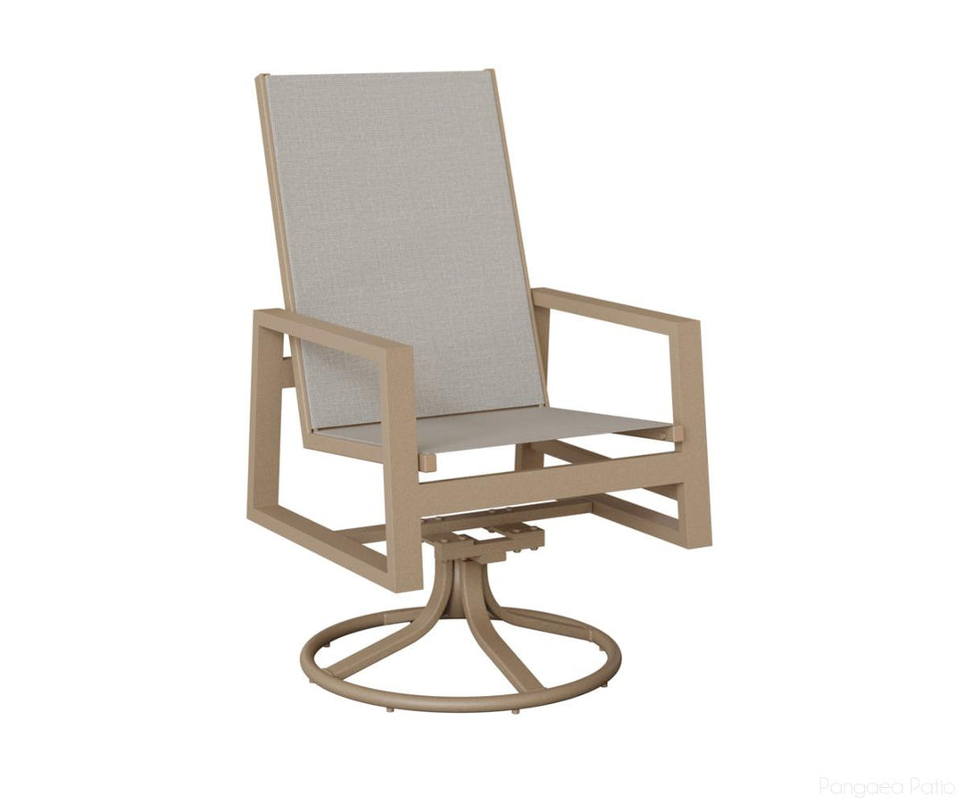 BGVSRDHSOV-Berlin Gardens-Vida High Back Sling Swivel Rocker Dining Chair-Oak Wood Vein Aluminum BG-Pangaea Patio