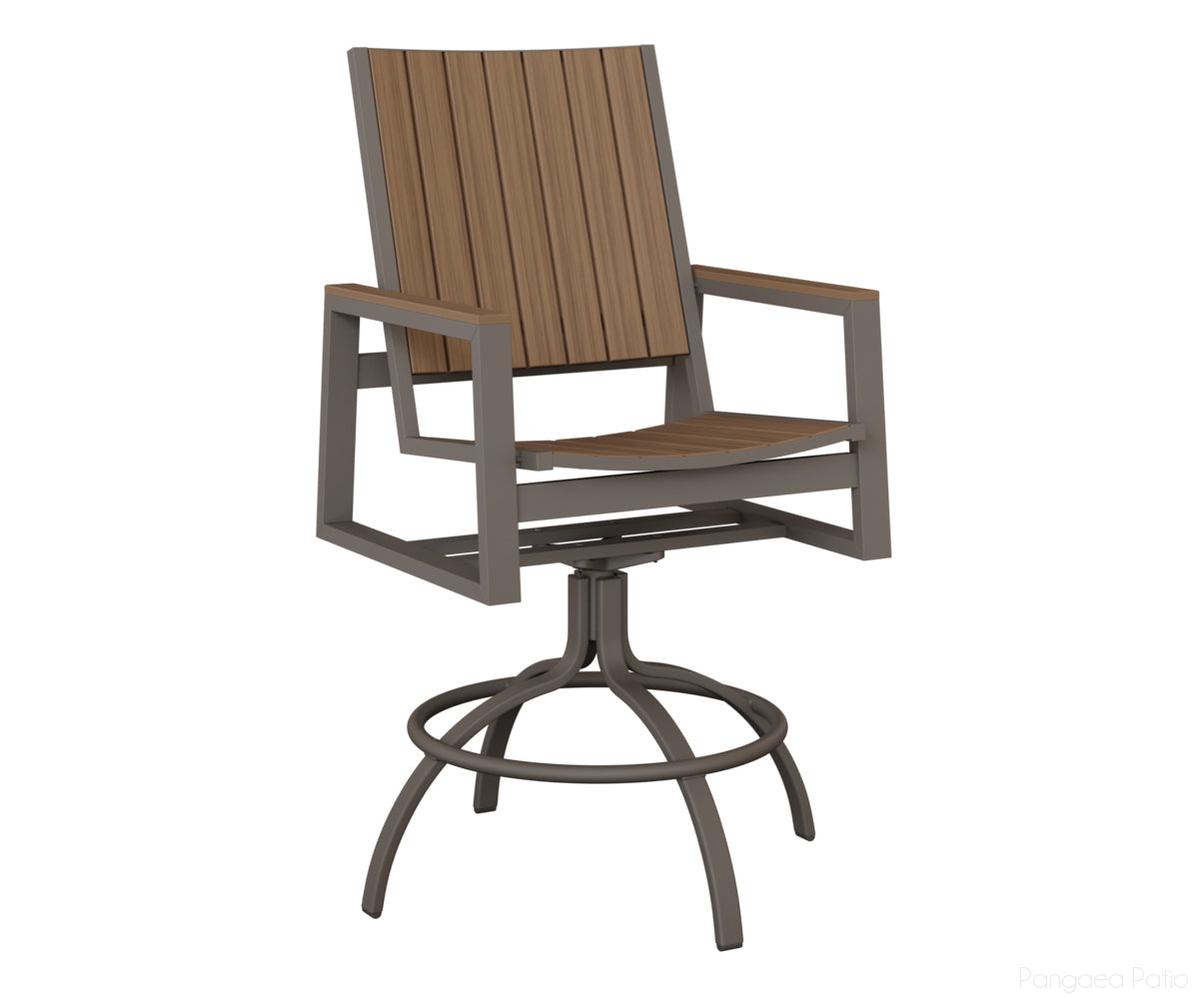 BGVSBPGR-Berlin Gardens-Vida Poly Swivel Bar Chair-Graphite Aluminum BG-Pangaea Patio