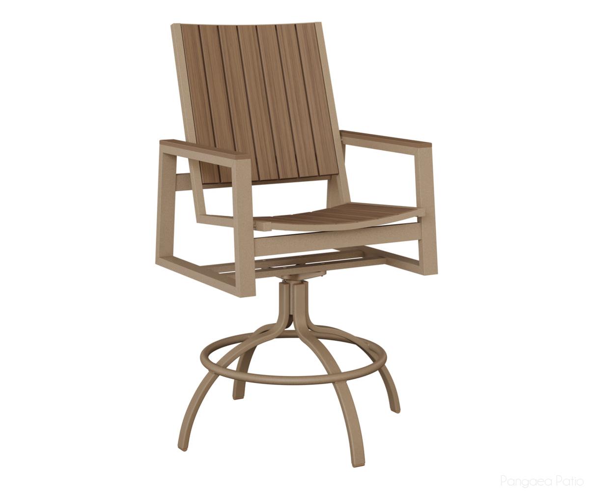 BGVSBPOV-Berlin Gardens-Vida Poly Swivel Bar Chair-Oak Wood Vein Aluminum BG-Pangaea Patio