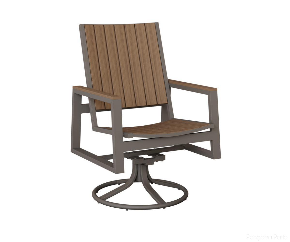 BGVSRDPGR-Berlin Gardens-Vida Poly Swivel Rocker Dining Chair-Graphite Aluminum BG-Pangaea Patio