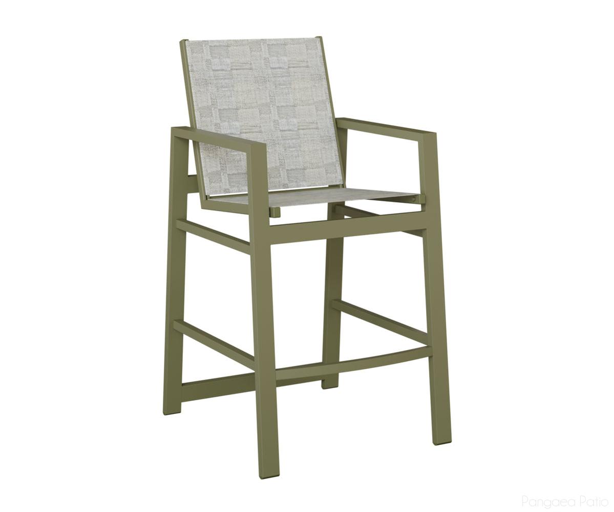 BGVBSGS-Berlin Gardens-Vida Sling Bar Chair-Green Sage Aluminum BG-Pangaea Patio