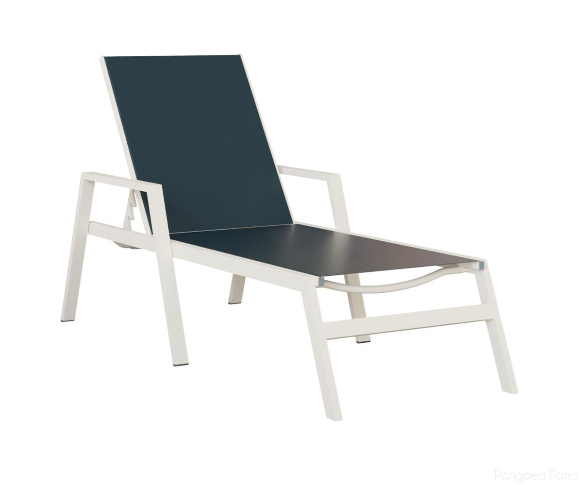BGVCSMW-Berlin Gardens-Vida Sling Chaise Lounge With Arms-White Aluminum BG-Pangaea Patio