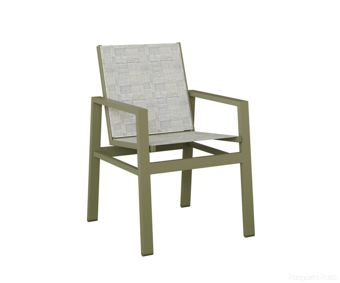 BGVDSGS-Berlin Gardens-Vida Sling Dining Chair-Green Sage Aluminum BG-Pangaea Patio