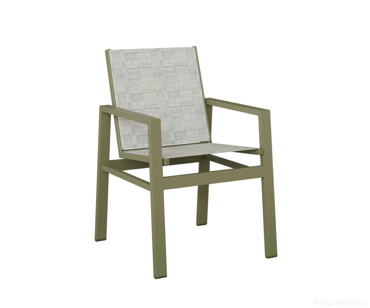 BGVDSGS-Berlin Gardens-Vida Sling Dining Chair-Green Sage Aluminum BG-Pangaea Patio