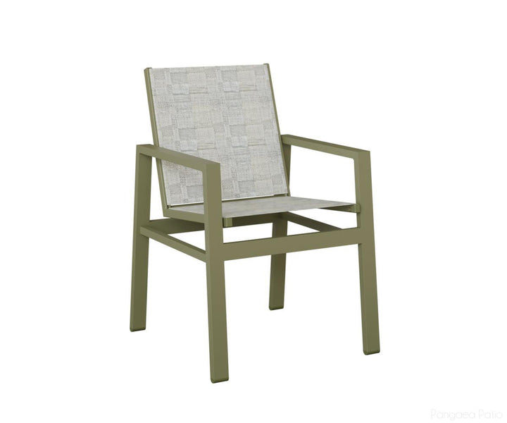 BGVDSGS-Berlin Gardens-Vida Sling Dining Chair-Green Sage Aluminum BG-Pangaea Patio