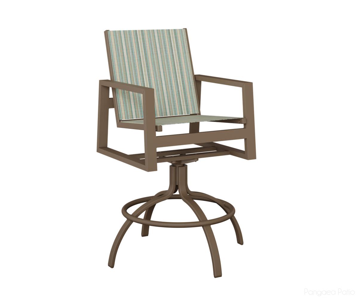 BGVSBSCL-Berlin Gardens-Vida Sling Swivel Bar Chair-Clay Aluminum BG-Pangaea Patio