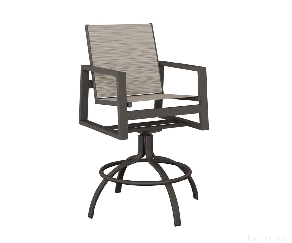 BGVSBSGT-Berlin Gardens-Vida Sling Swivel Bar Chair-Granite Speckle Aluminum BG-Pangaea Patio