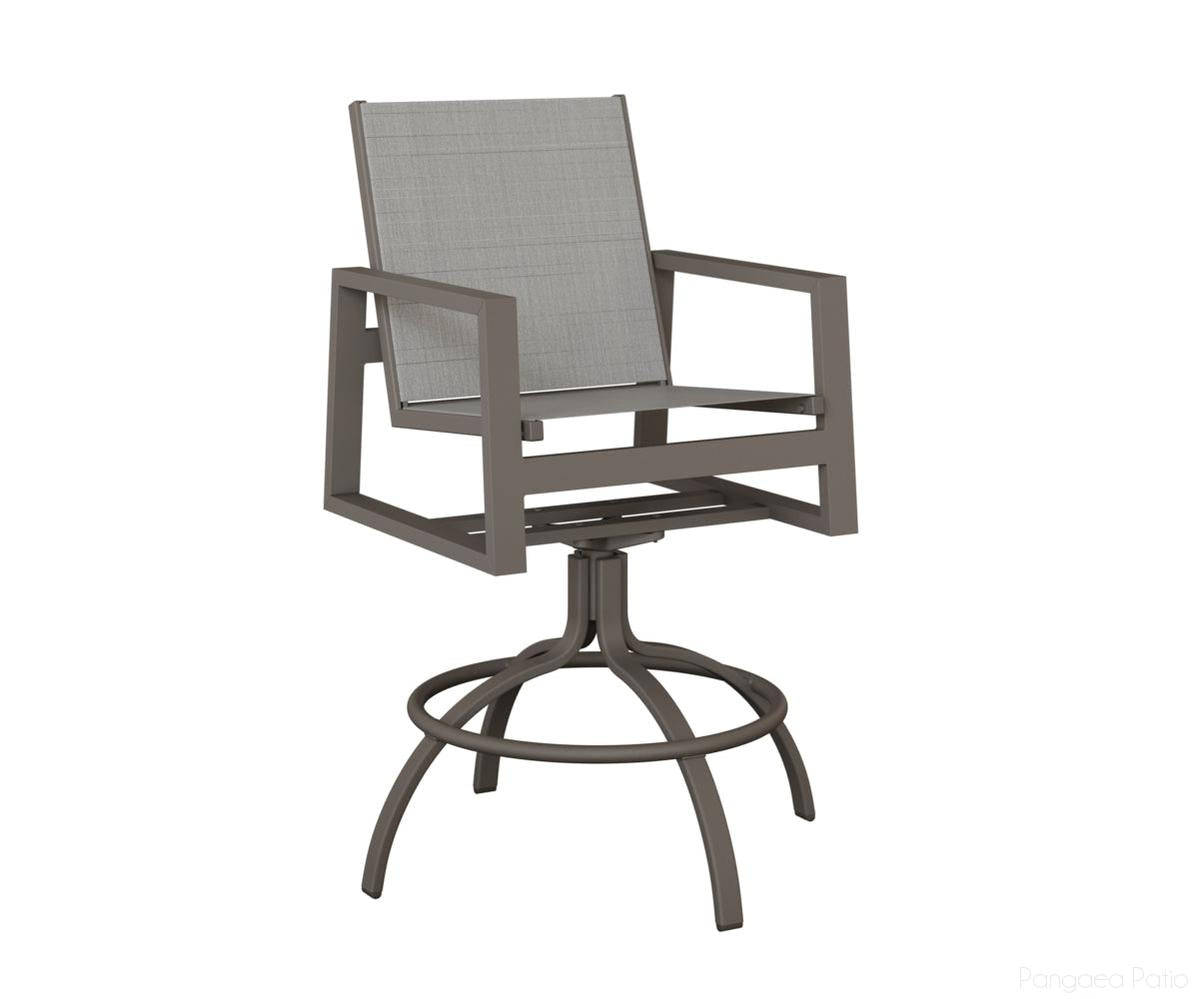 BGVSBSGR-Berlin Gardens-Vida Sling Swivel Bar Chair-Graphite Aluminum BG-Pangaea Patio