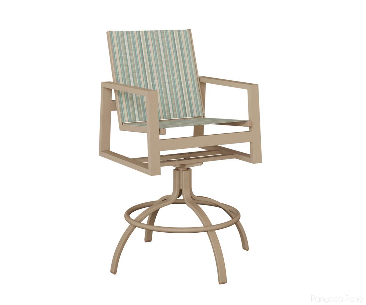 BGVSBSSA-Berlin Gardens-Vida Sling Swivel Bar Chair-Sahara Speckle Aluminum BG-Pangaea Patio
