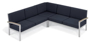 Travira 3-Piece Loveseat Tekwood Chat Set - Midnight Blue Cushion - Vintage Tekwood