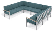 Travira 6-Piece Loveseat Tekwood Chat Set - Ice Blue Cushion - Vintage Tekwood