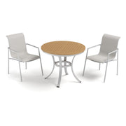 Orso 3-Piece 36" Cafe Bistro Table & Armchairs Set - Flint - Natural Tekwood Top - Fog Sling