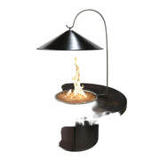 The Outdoor Plus Black Steel Cone Fire Pit Cover with Heat Reflector, 17-Inch