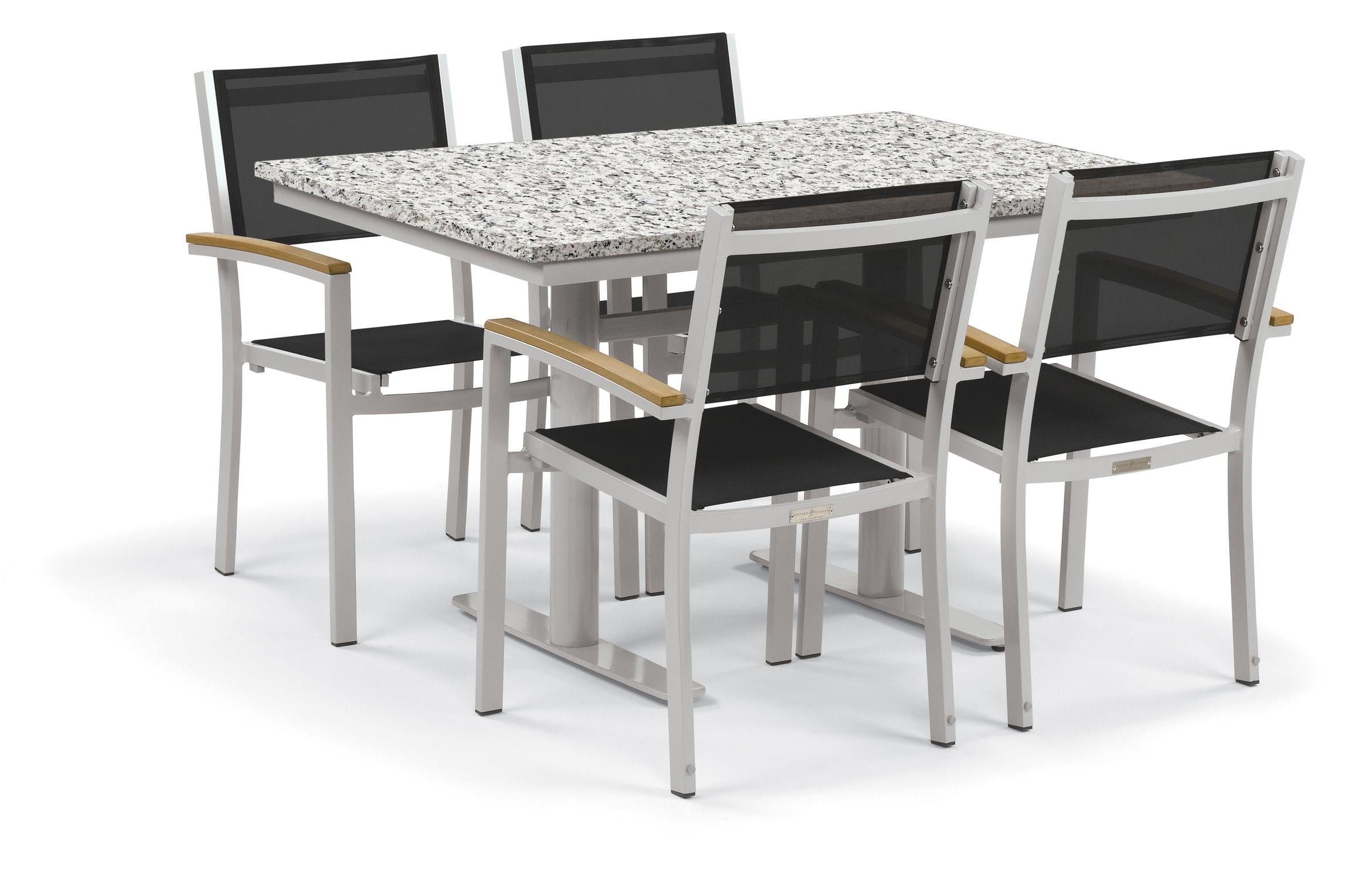 Travira 5-Piece 34X48'' Table And Sling Chair Bistro Set - Black-Sling Sling - Natural-Tekwood - Ash-Lite-Core Top