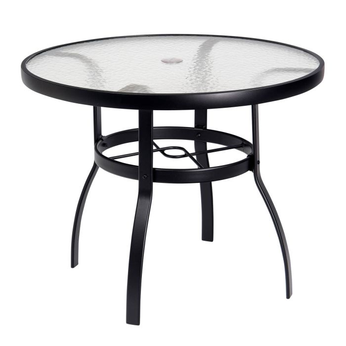 48" Deluxe Obscure Glass Round Dining Umbrella Table