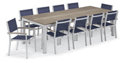 Travira 11-Piece 103"X42" Table And Sling Armchair Dining Set - Powder Coated Aluminum Frame - Tekwood Vintage - Ink Pen Sling