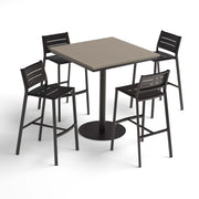 Eiland 5-Piece 36" Square Bar Table & Bar Stools Set - Vintage Tekwood Top - Carbon