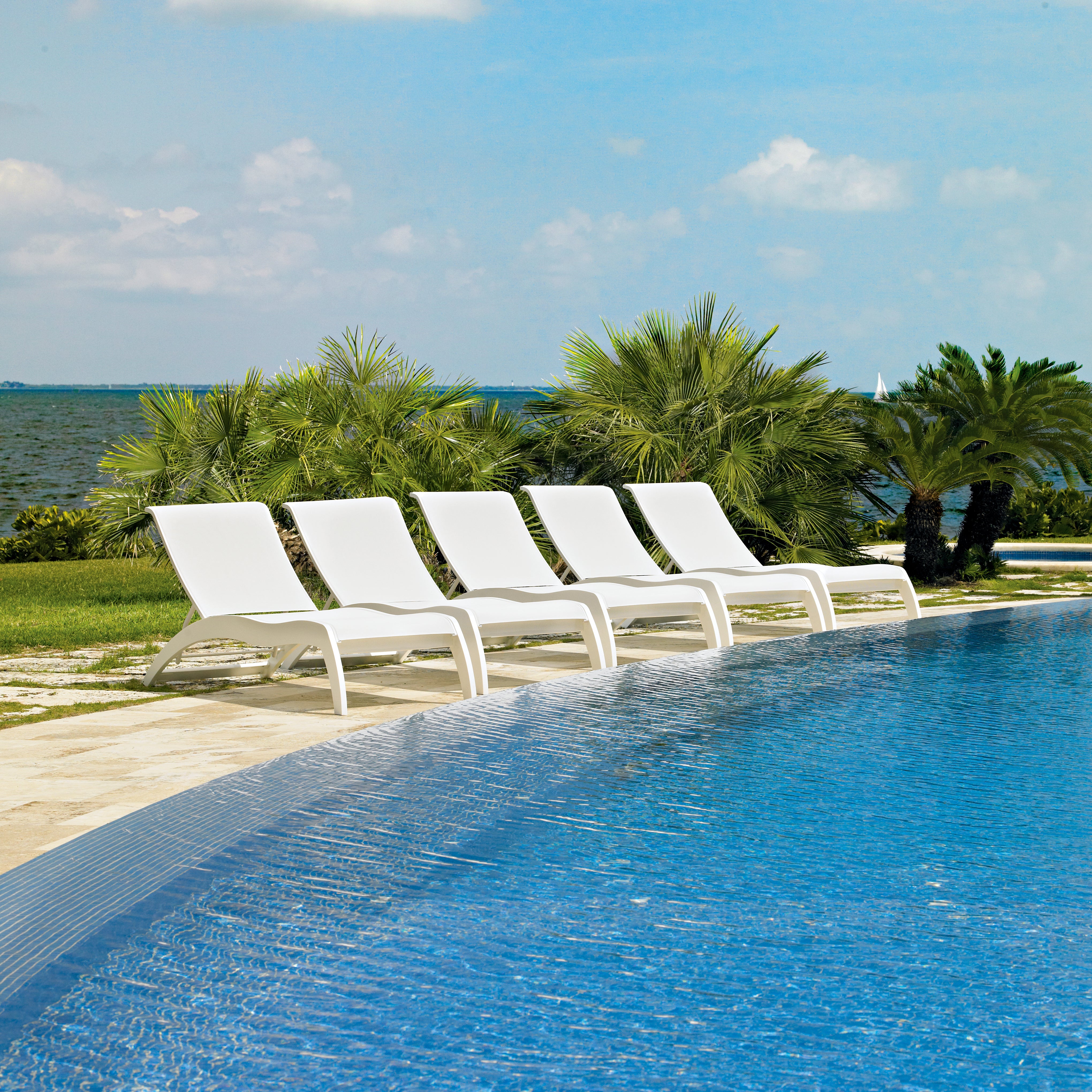 Telescope Casual Dune Sling Armless Chaise w/ Wheels