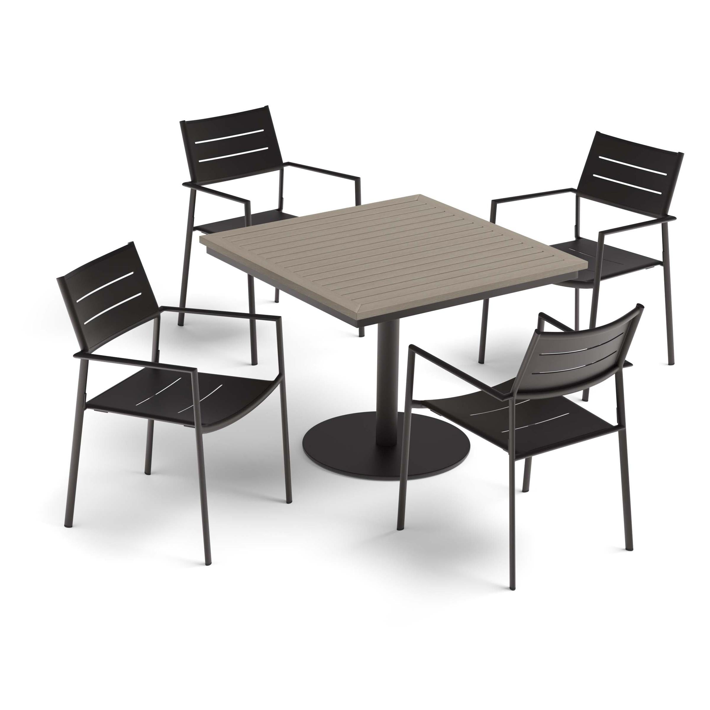 Eiland 5-Piece 36" Square Dining Table & Dining Chairs Set - Vintage Tekwood Top - Carbon