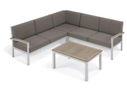 Travira 4-Piece Loveseat & Coffee Table Tekwood Chat Set - Stone Cushion - Vintage Tekwood