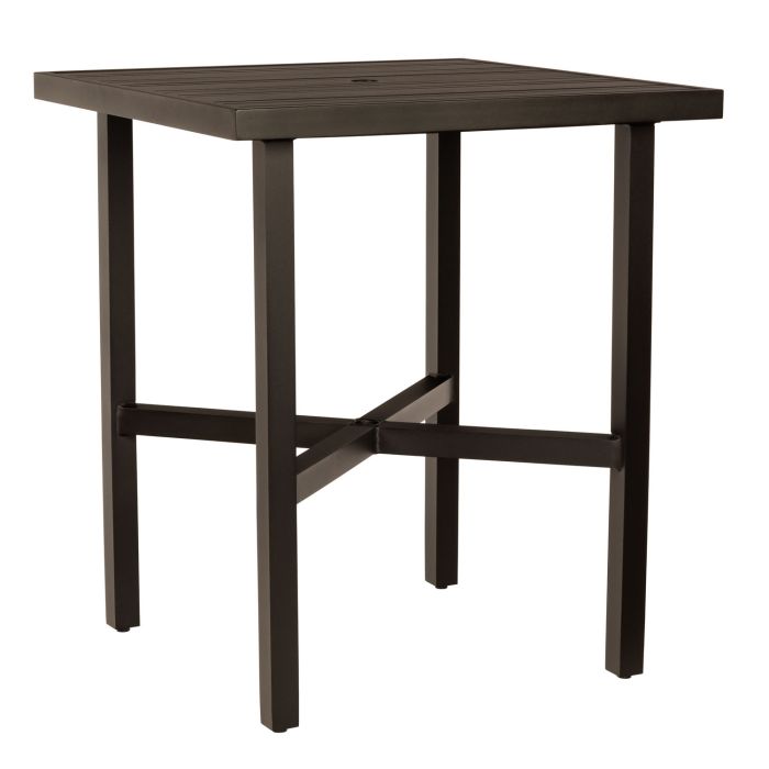 36" Tri-Slat Square Bar Height Umbrella Table