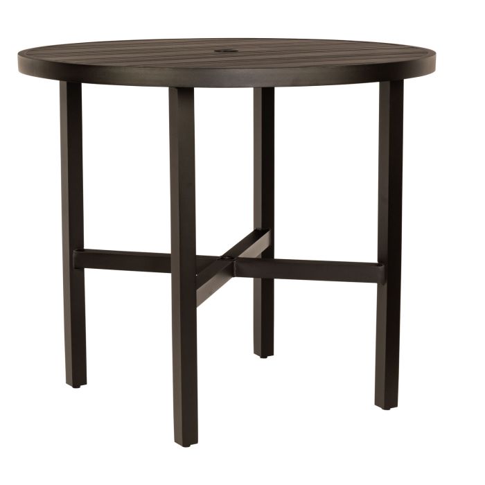 48" Tri-Slat Round Bar Height Umbrella Table
