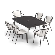 Malti 7-Piece 63" Rectangular Dining Table, Armchairs & Side Chairs Set - Carbon - Bliss Linen Cushion