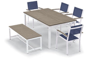 Travira 6-Piece 63" Table And Sling Chair Tekwood Dining Set - Ink-Pen Sling - Vintage-Tekwood - Chalk Frame