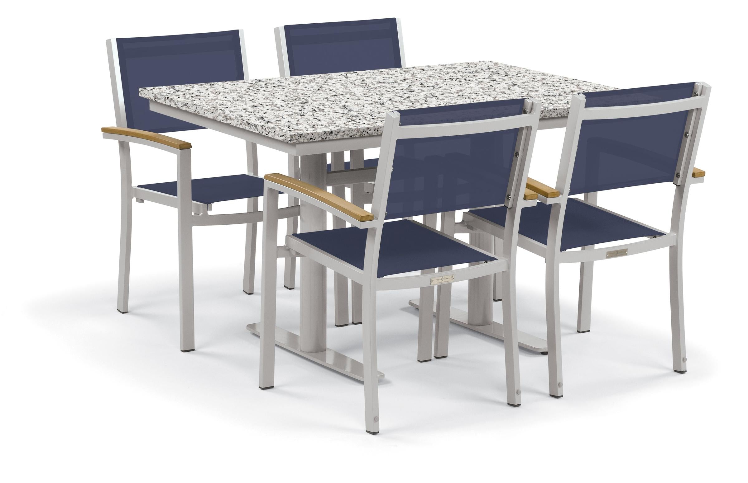 Travira 5-Piece 34X48'' Table And Sling Chair Bistro Set - Ink-Pen Sling - Natural Tekwood - Ash Lite-Core Top