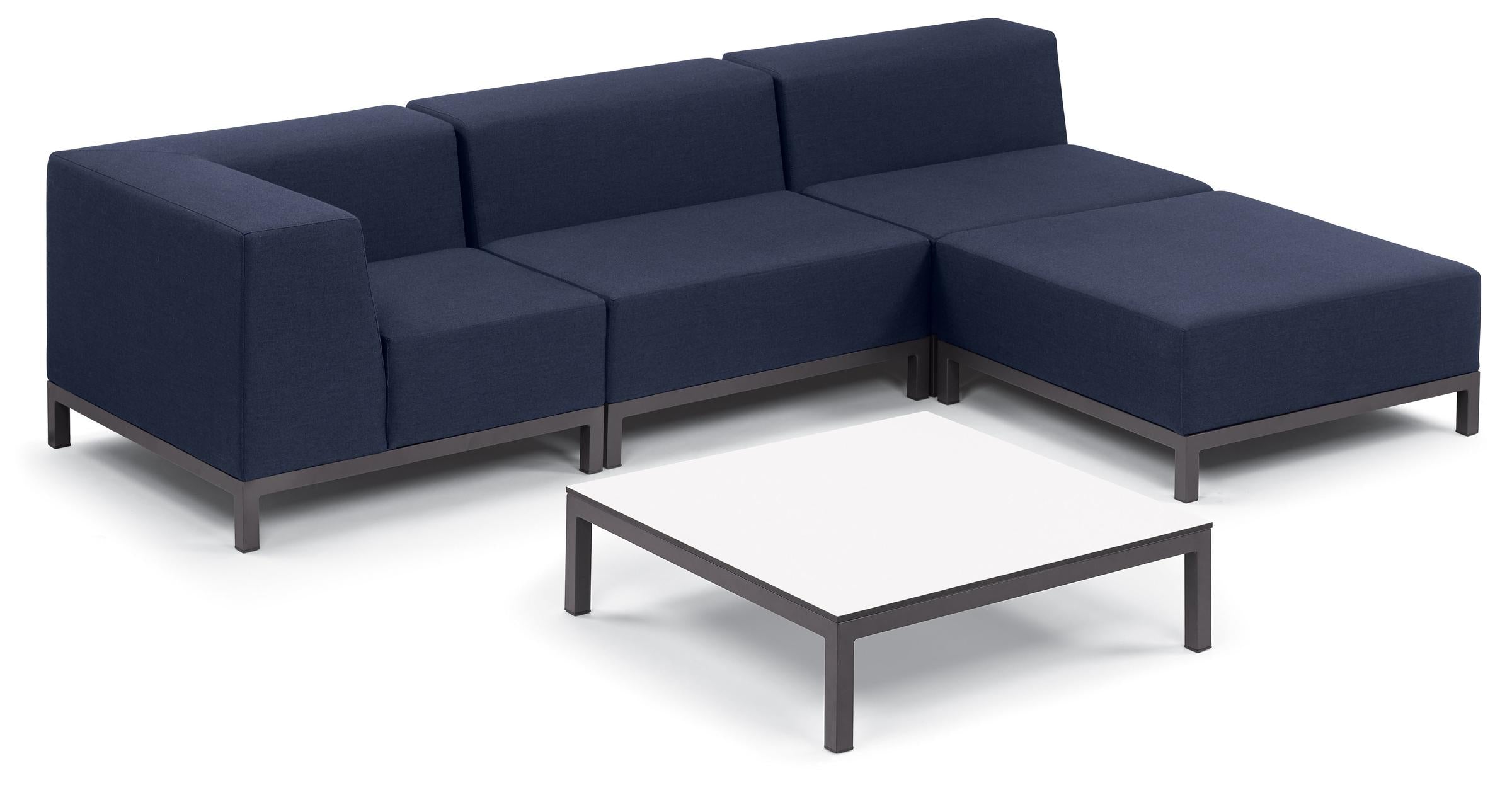 Koral 5-Piece Modular L-Shape Sectional & Coffee Table Set - Spectrum Indigo Upholstery