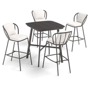 Malti 5-Piece 36" Square Bar Table & Bar Chairs Set - Carbon - Bliss Linen Cushion