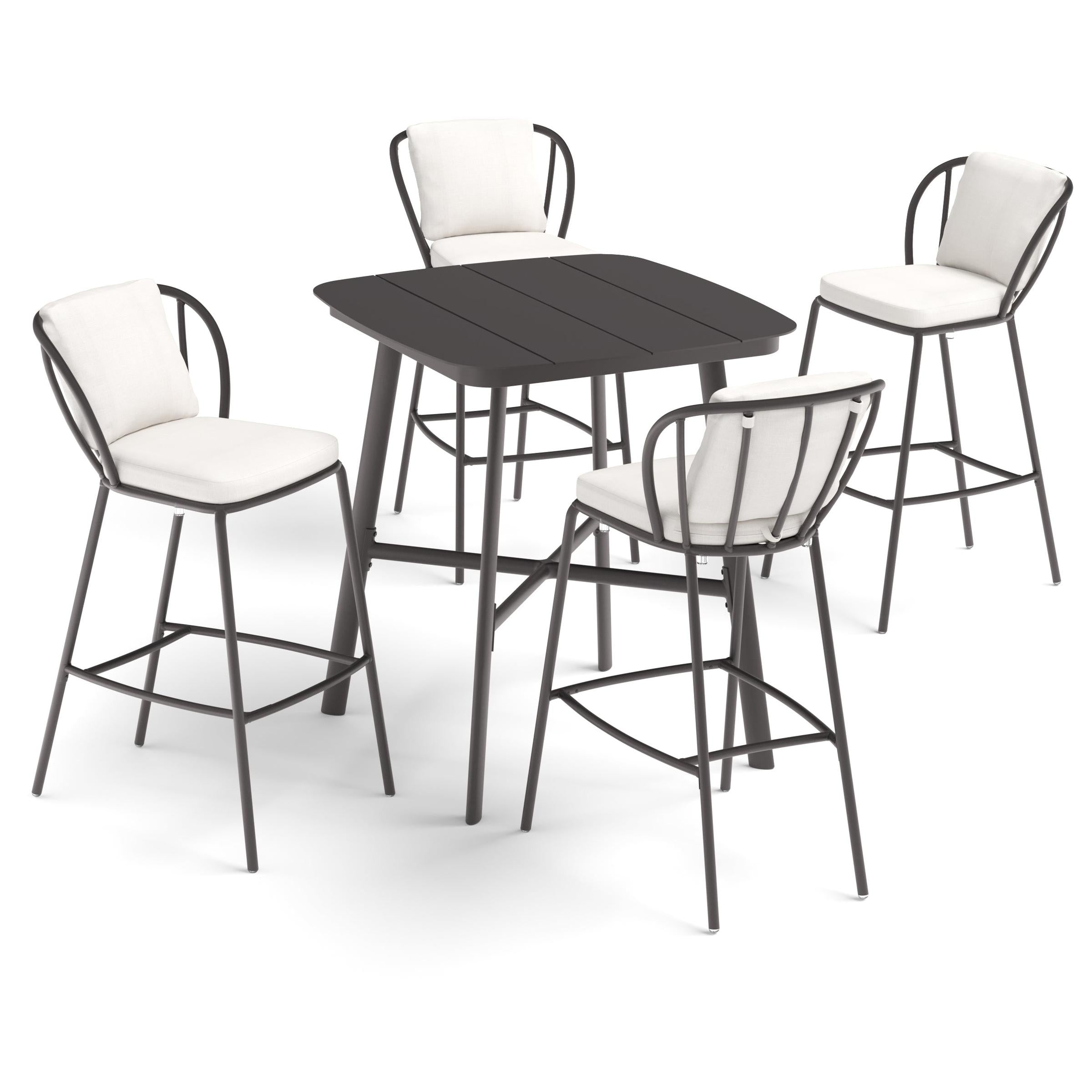 Malti 5-Piece 36" Square Bar Table & Bar Chairs Set - Carbon - Bliss Linen Cushion