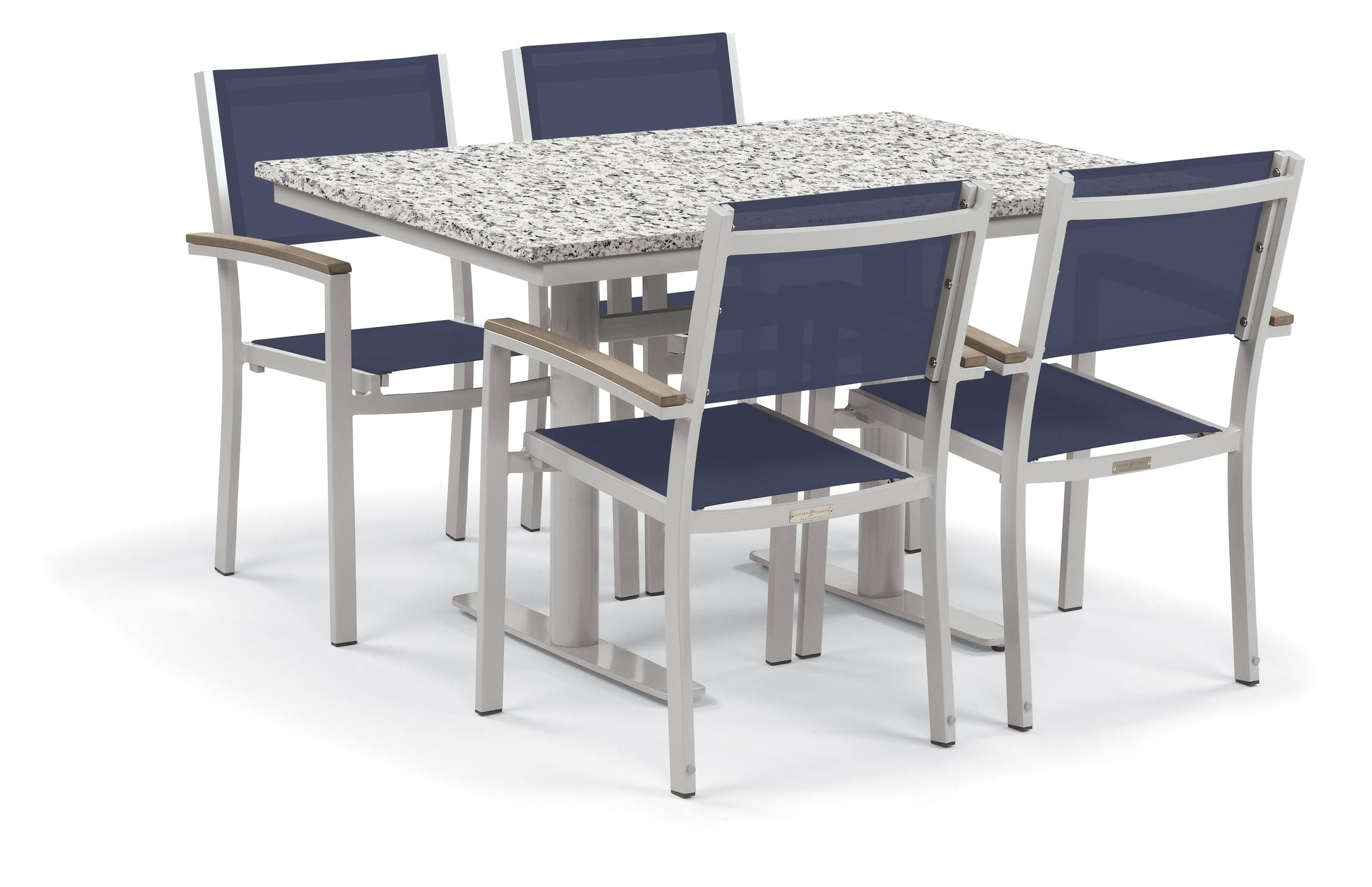 Travira 5-Piece 34X48'' Table And Sling Chair Bistro Set - Ink-Pen Sling - Vintage-Tekwood - Ash-Lite-Core Top