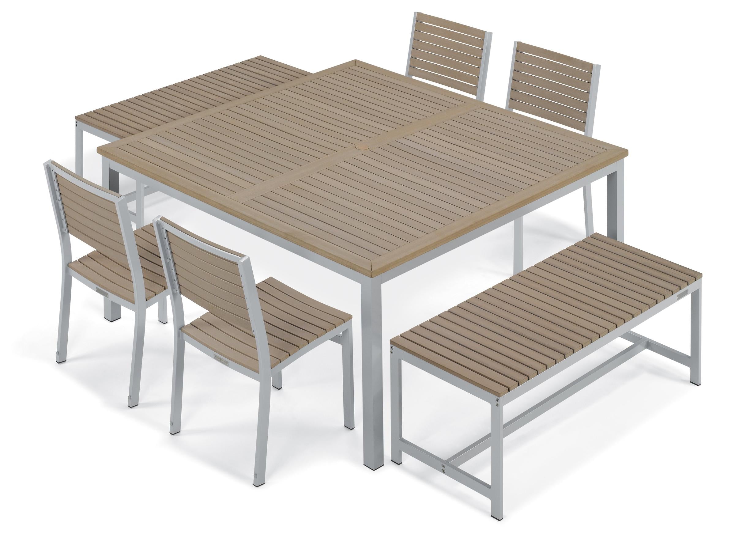 Travira 7-Piece 60" Table, Chair, And Bench Dining Set - Vintage Tekwood
