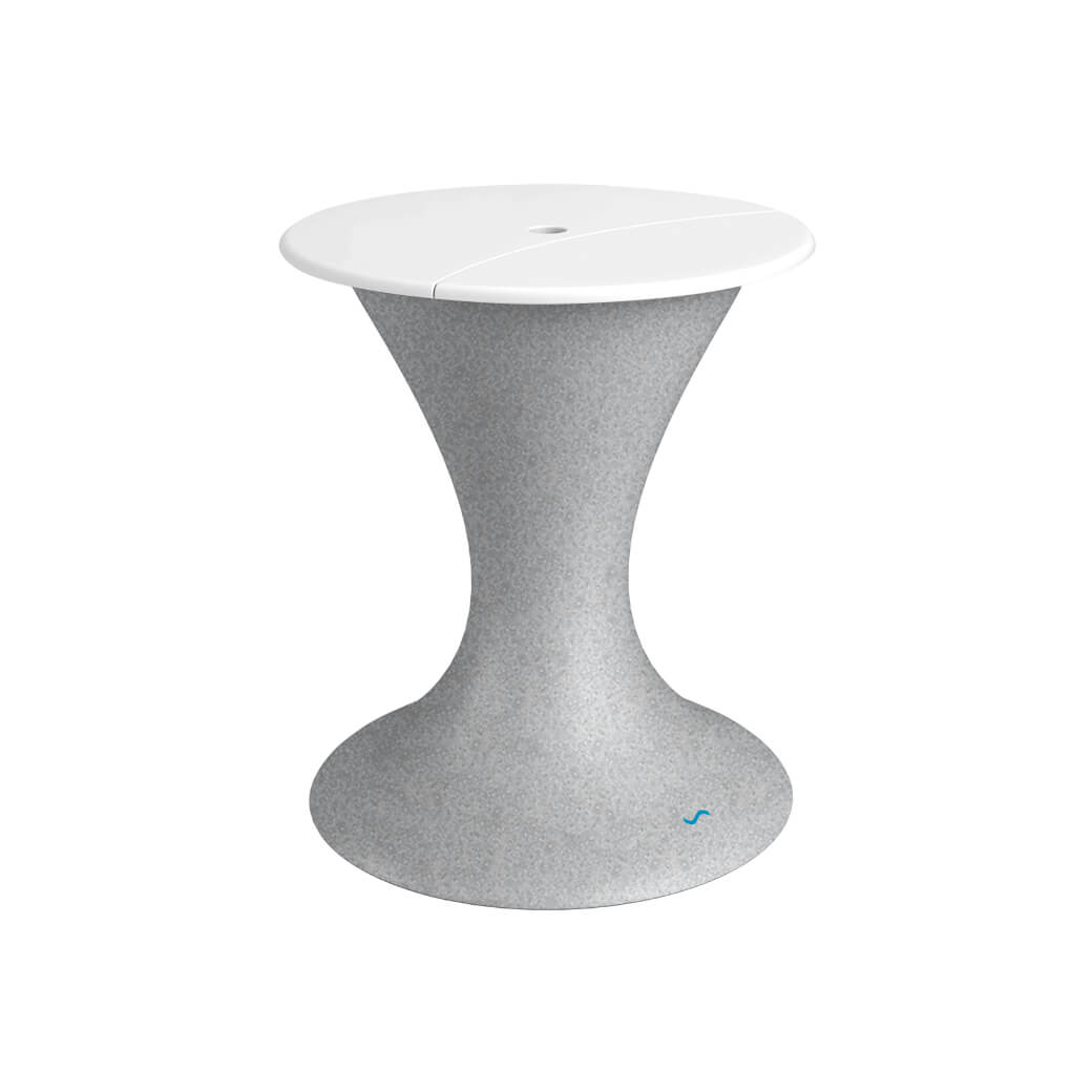 LL-AG-US-LC-GG-WH-Ledge Lounger-Autograph Umbrella Stand Ice Bin-LL Granite Gray White-Pangaea Patio