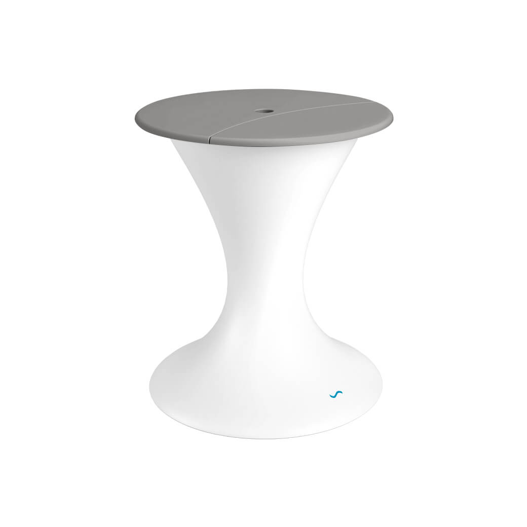 LL-AG-US-LC-WH-GRY-Ledge Lounger-Autograph Umbrella Stand Ice Bin-LL White Gray-Pangaea Patio