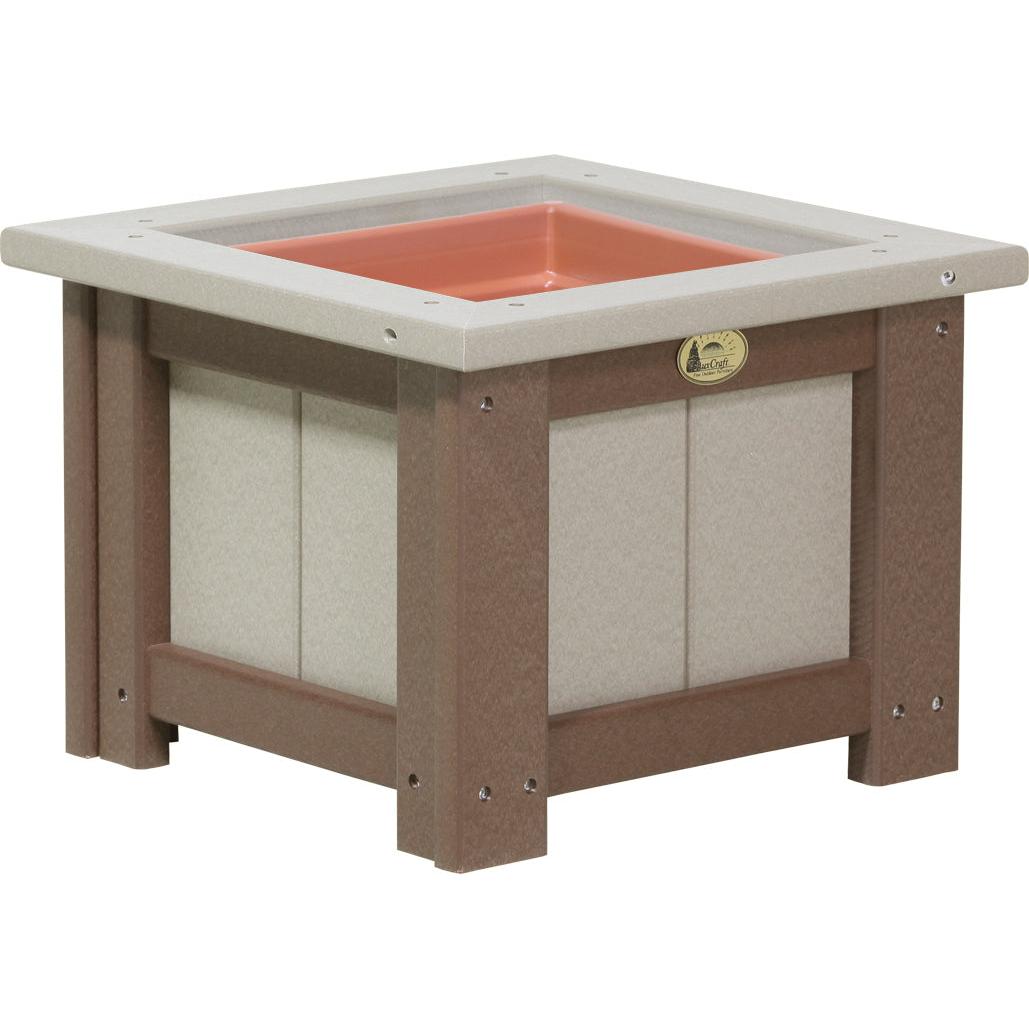 LCP15SPWWCBR-LuxCraft-15" Square Planter-Weatherwood Chestnut Brown-Pangaea Patio