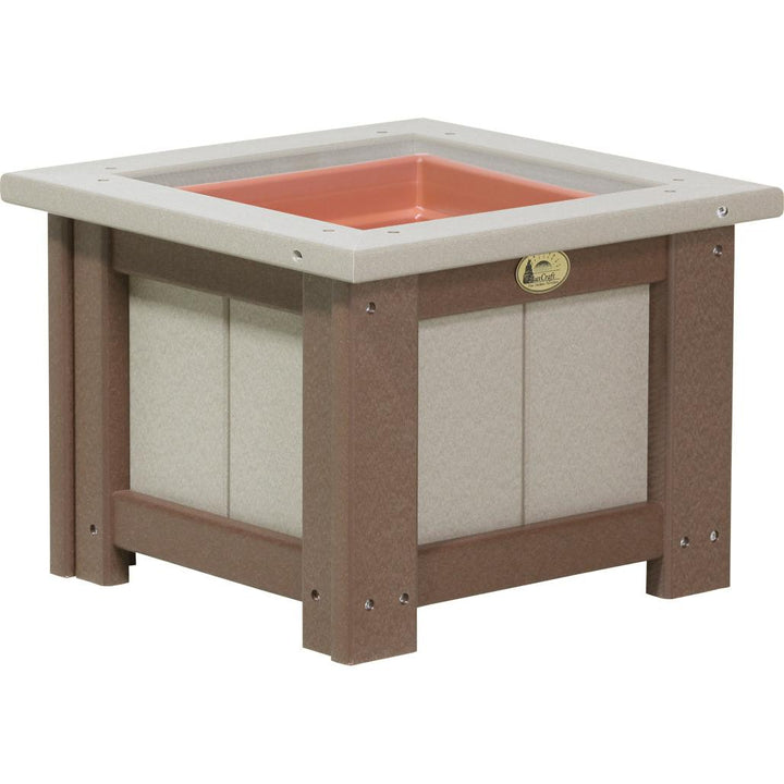 LCP15SPWWCBR-LuxCraft-15" Square Planter-Weatherwood Chestnut Brown-Pangaea Patio