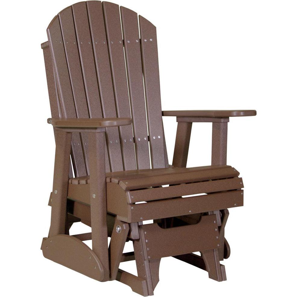 LC2APGCBR-LuxCraft-2' Adirondack Glider-Chestnut Brown-Pangaea Patio