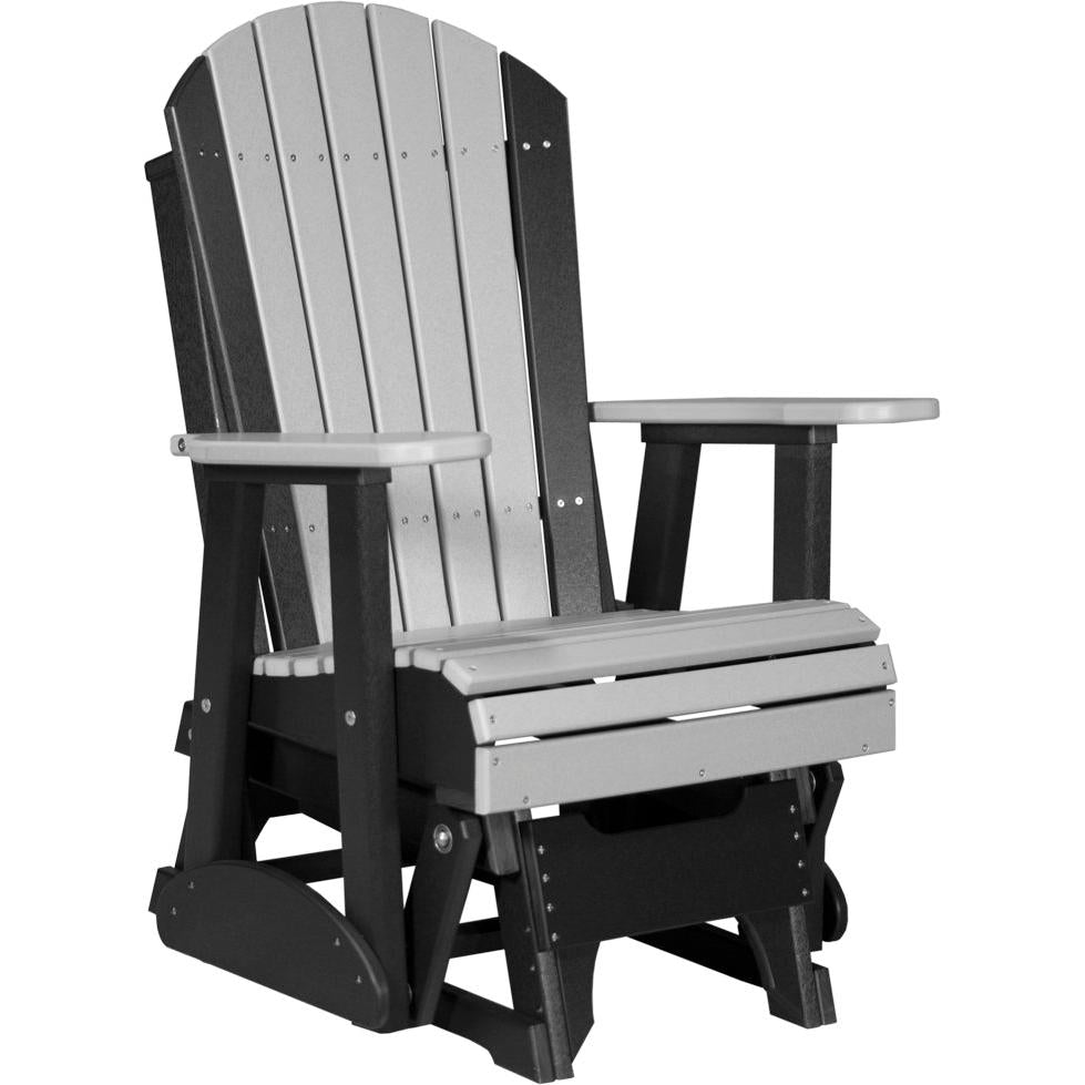 LC2APGDGB-LuxCraft-2' Adirondack Glider-Dove Gray Black-Pangaea Patio