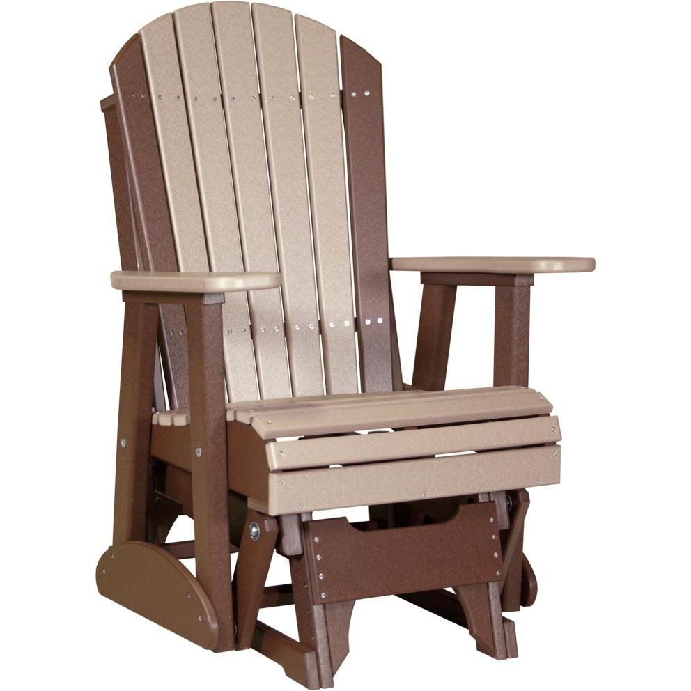 LC2APGWWCBR-LuxCraft-2' Adirondack Glider-Weatherwood Chestnut Brown-Pangaea Patio