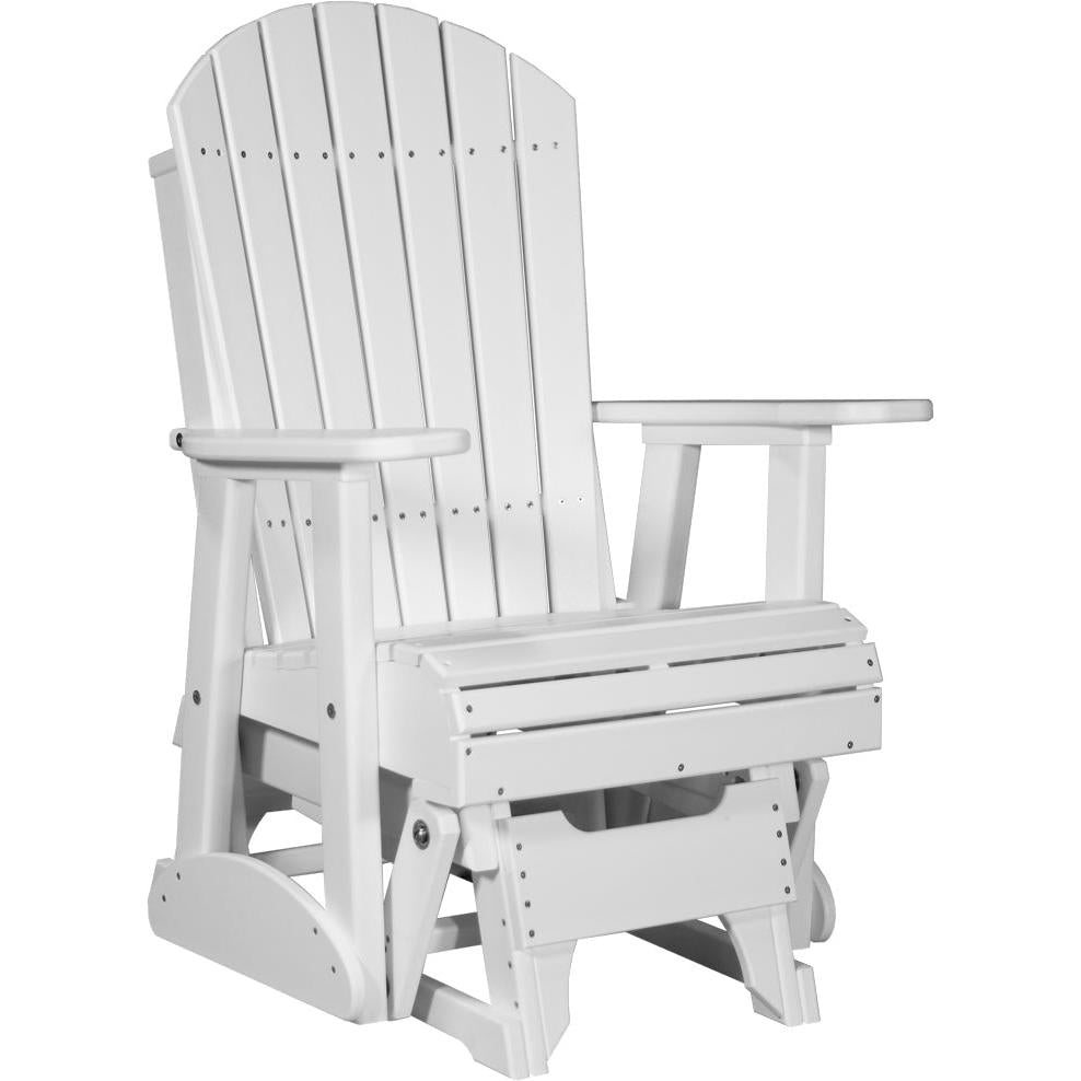LC2APGW-LuxCraft-2' Adirondack Glider-White-Pangaea Patio